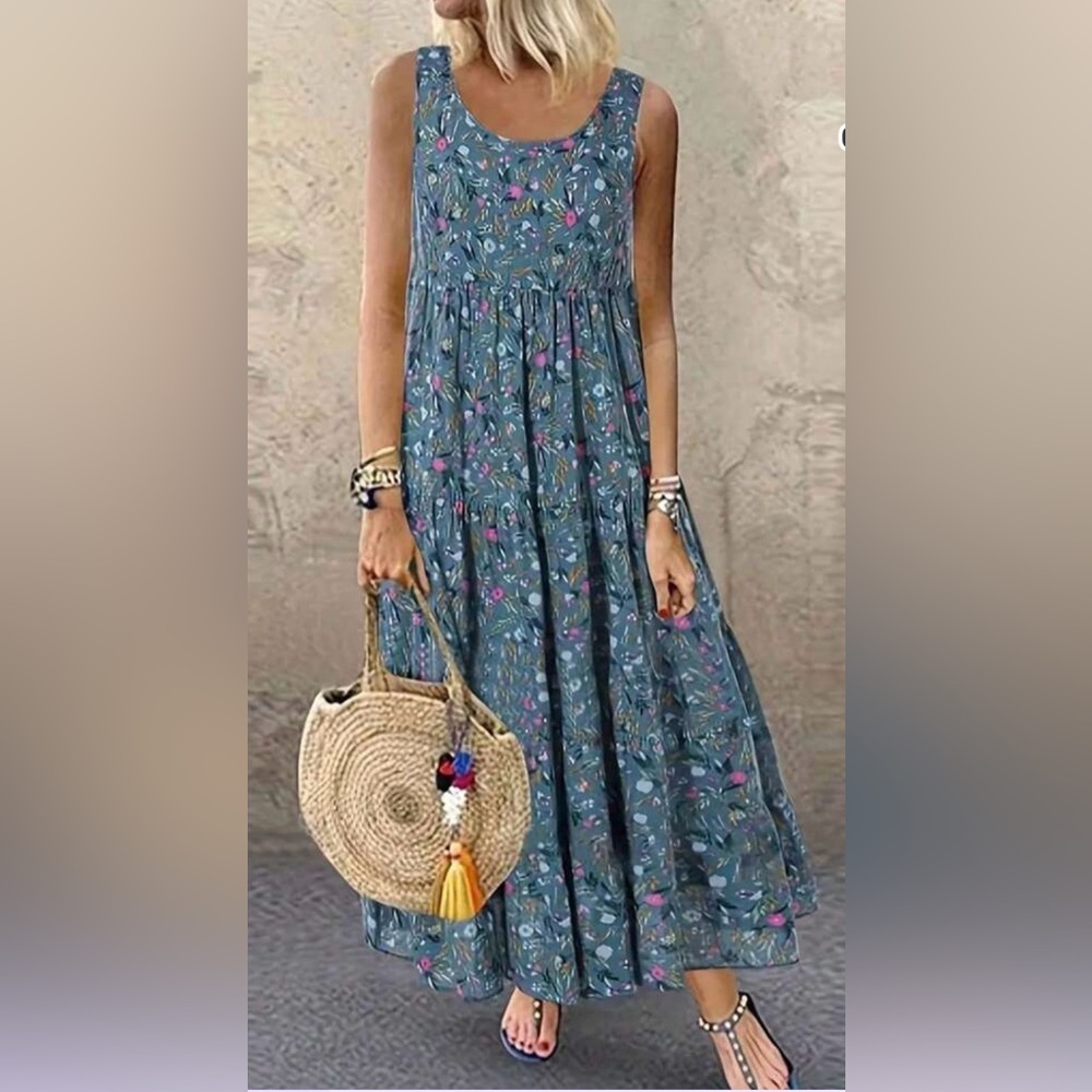 Floral Blue Maxi Dress